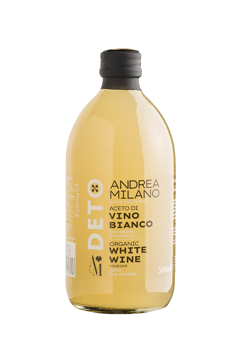 Уксус органический винный белый DETO 6%, Andrea Milano, 500 мл.