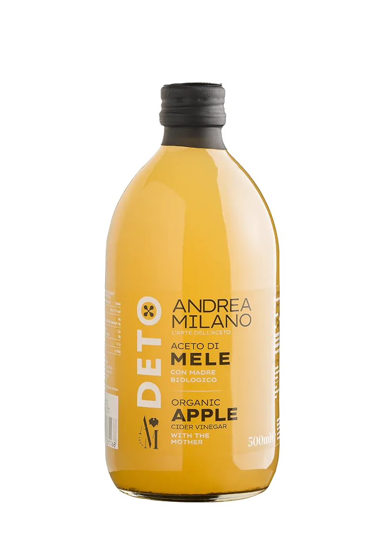 Уксус органический яблочный нефильтрованный DETO 5%, Andrea Milano, 500 мл.