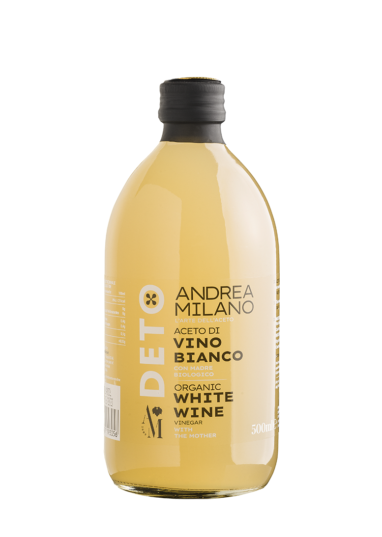 Уксус органический винный белый DETO 6%, Andrea Milano, 500 мл.