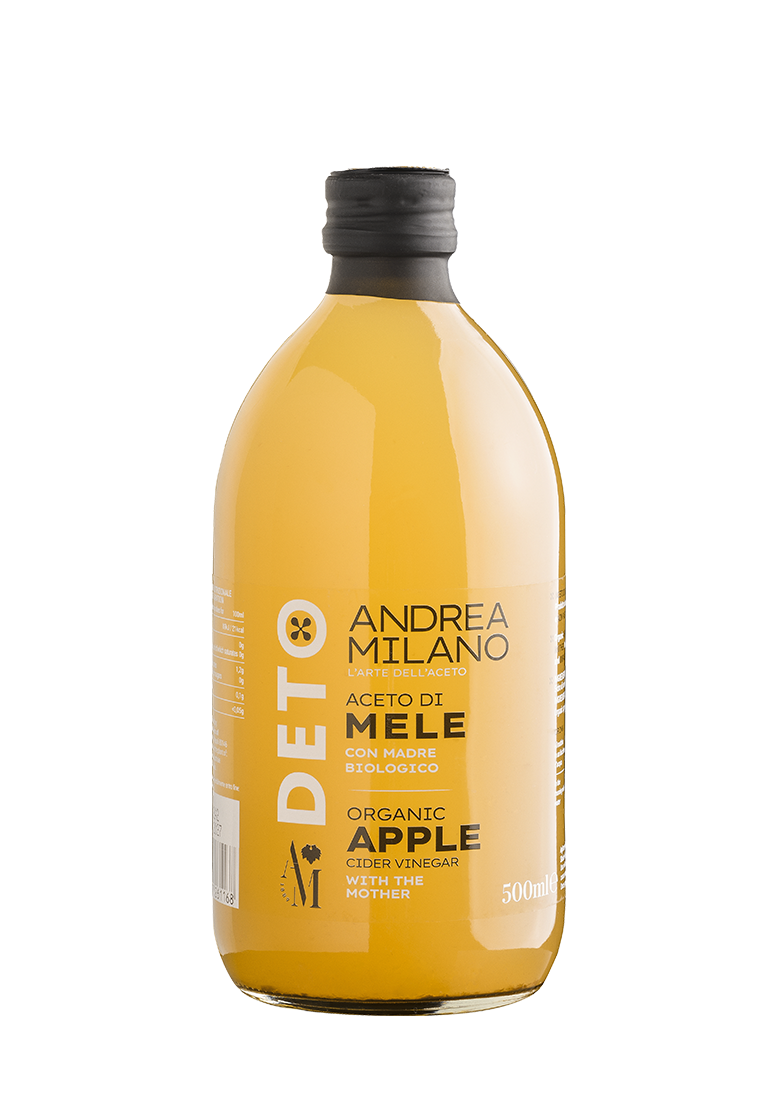 Уксус органический яблочный нефильтрованный DETO 5%, Andrea Milano, 500 мл.